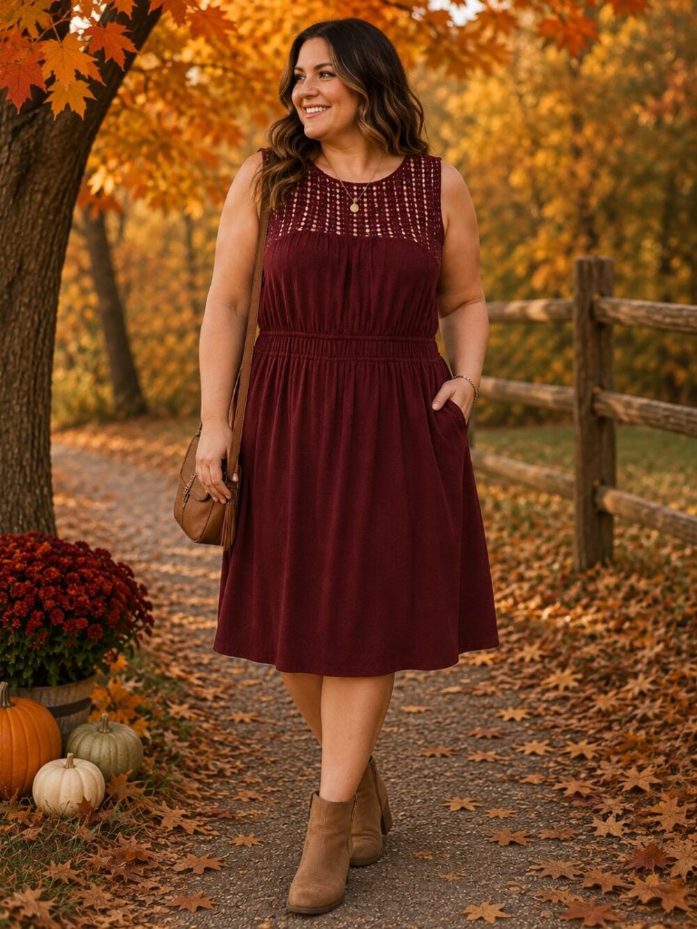 Cato NWT Plus Size 22/24 Rust Burgundy Crochet Lace Sleeveless Midi Dress